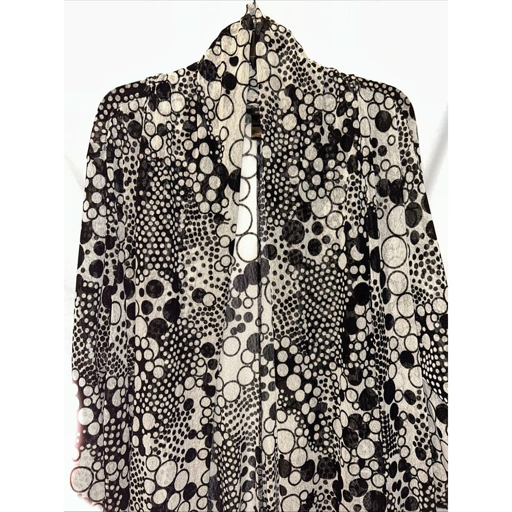 Ali Miles Cardigan Womens Plus 3X Black White Sheer Mesh Sweater Lightweight - Picture 2 of 13